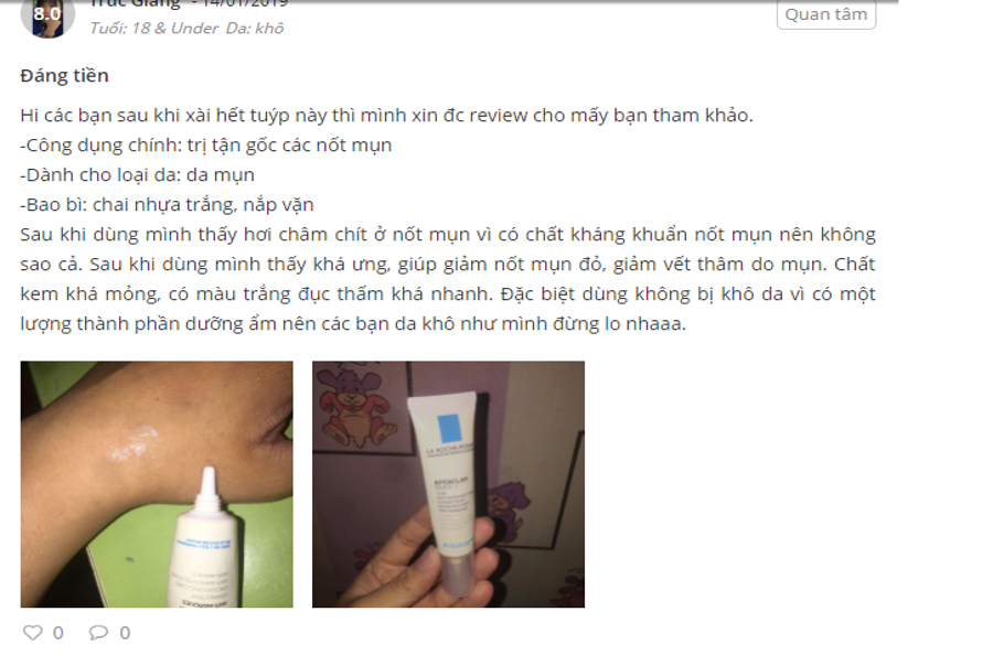 review kem tri mun la roche posay3